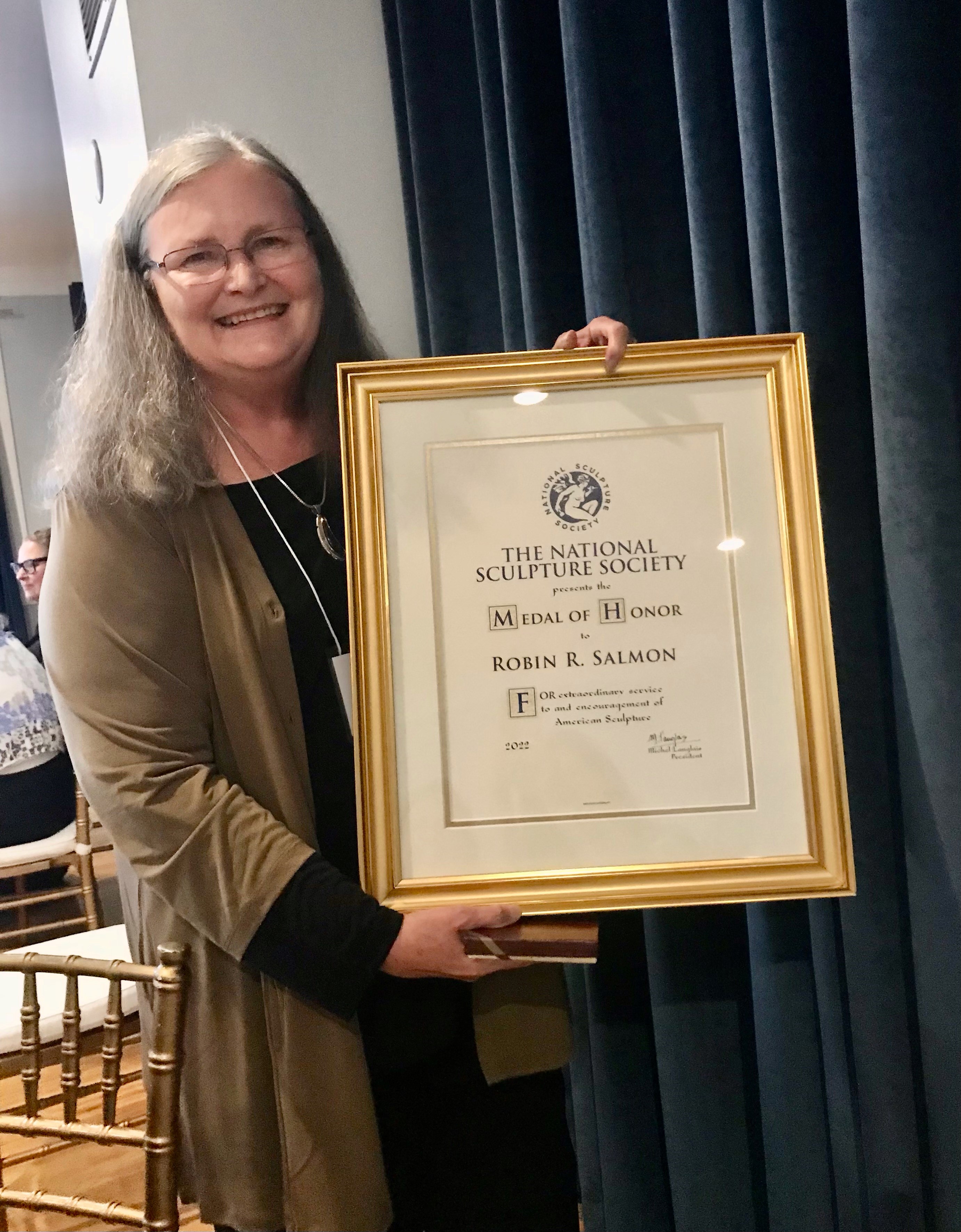 Robin Salmon with award