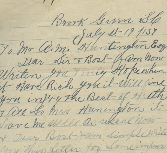 Letter from Abraham Herriott