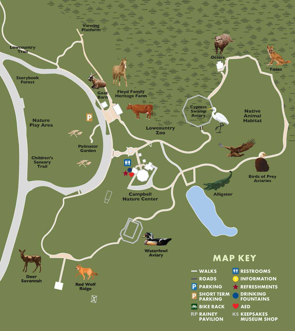 Brookgreen Gardens - Lowcountry Zoo map 