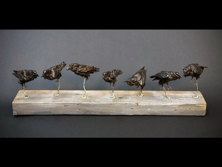 Board Meeting - Ken Rowe sculpture of a group of birds sitting on a board