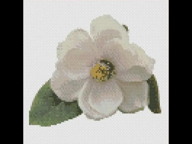 a magnolia cross stitched