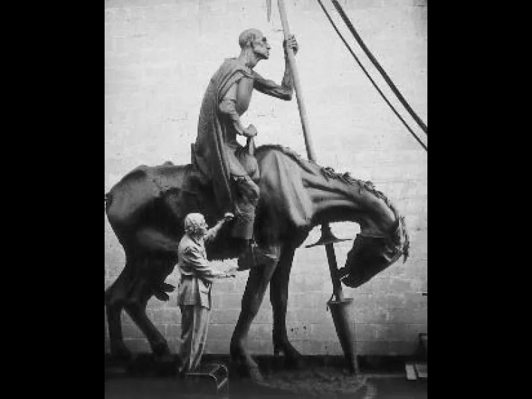 Anna Hyatt Huntington working on Don Quixote