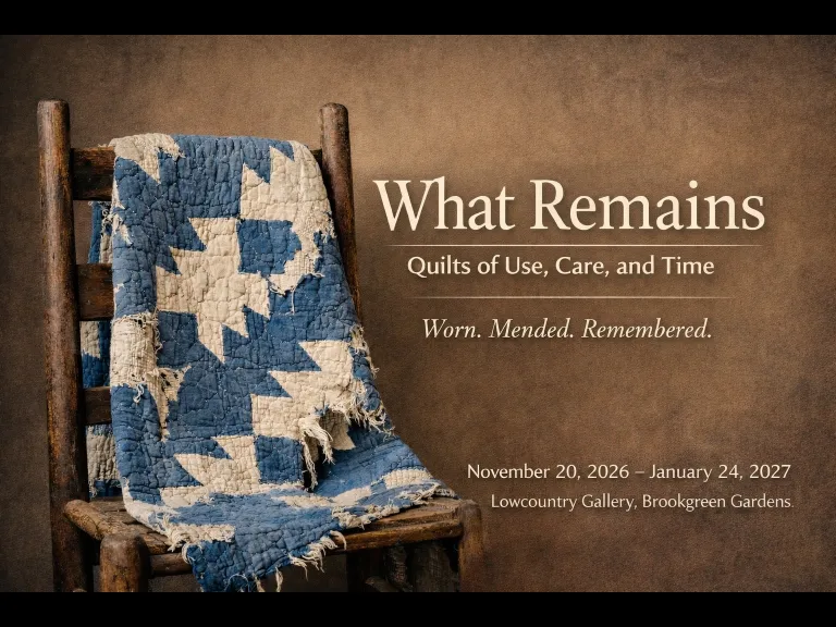 What Remains Exhibit with old quilt